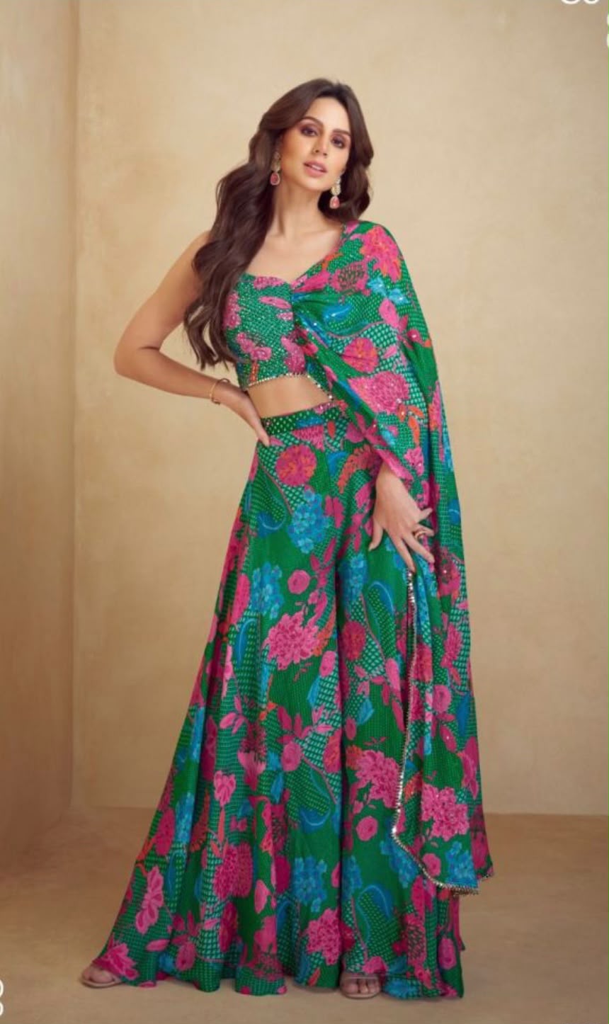 Designer Chinon Printed Indo-Western Palazzo Collection