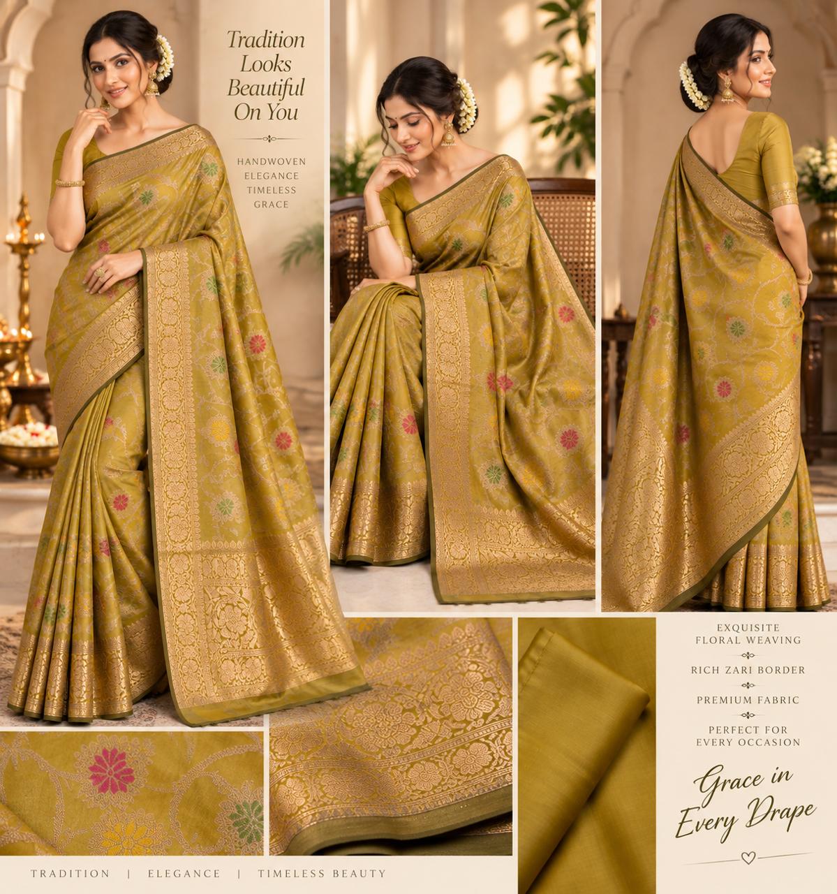 Jaal Soft Silk Saree – Pastel Collection