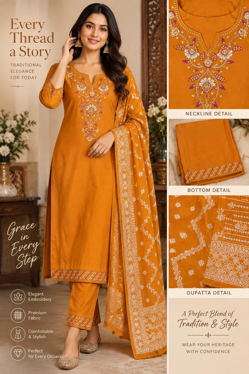 Crepe Silk Salwar Suit Set with Chanderi Silk Zari Dupatta