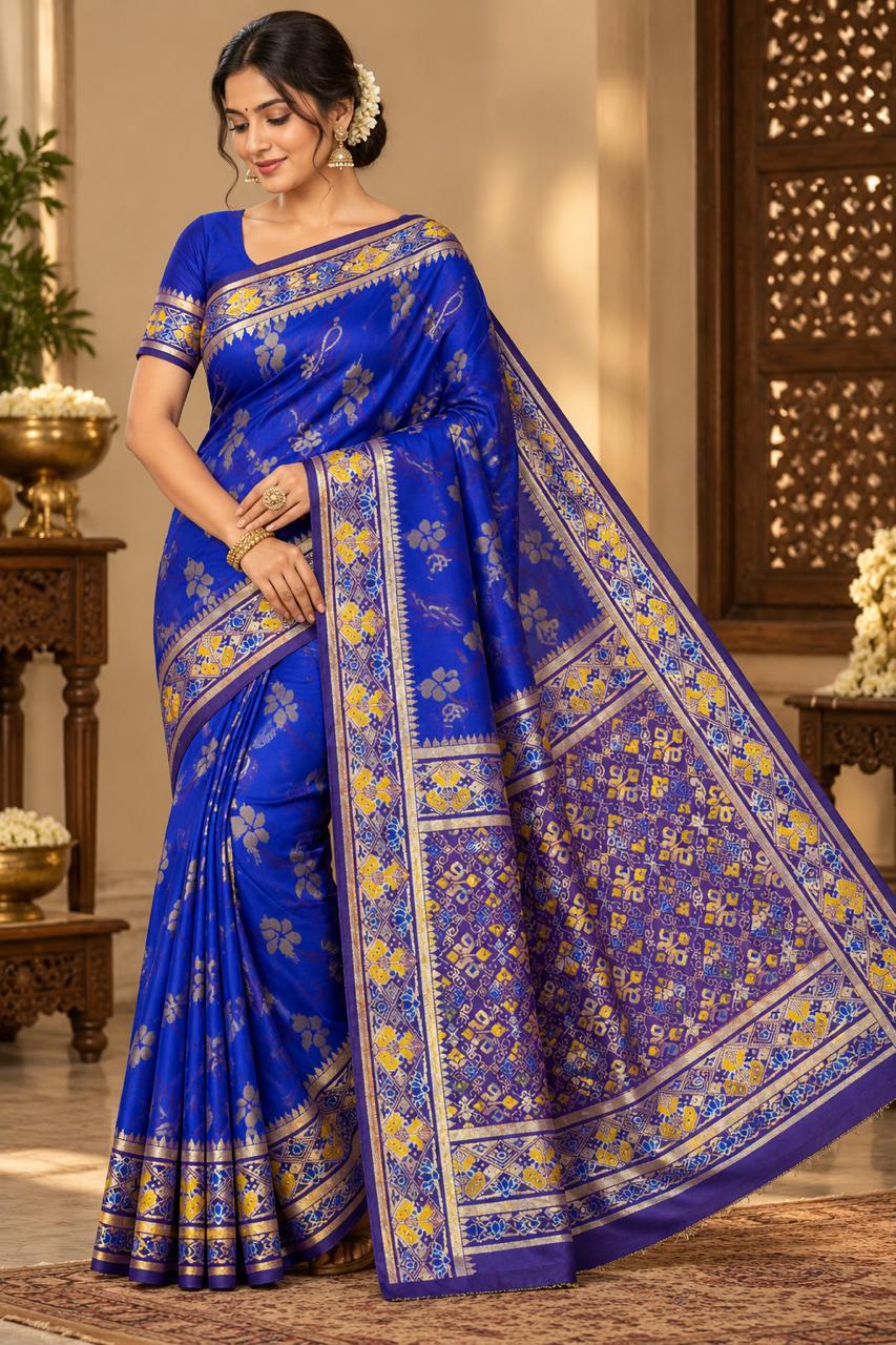 Pure Ikkat Silk Saree – Handwoven Elegance