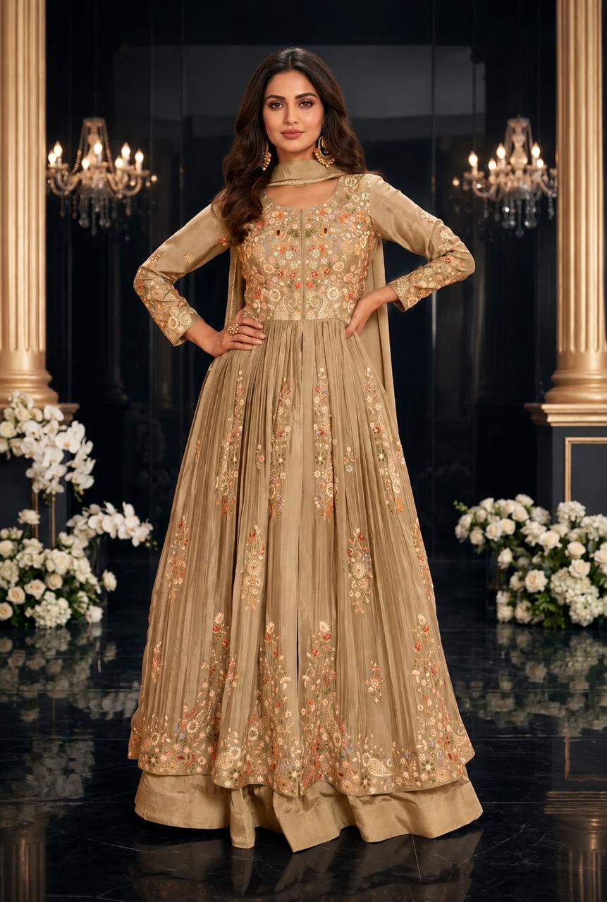 Mastani Chinon Embroidered Kurti With Ghagra & Dupatta