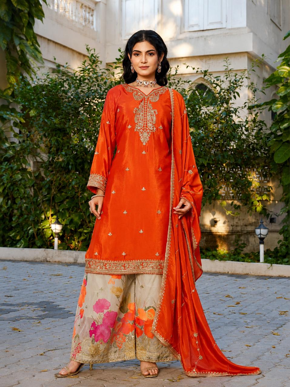 Blooming Chinon Sequence Embroidered Salwar Suits