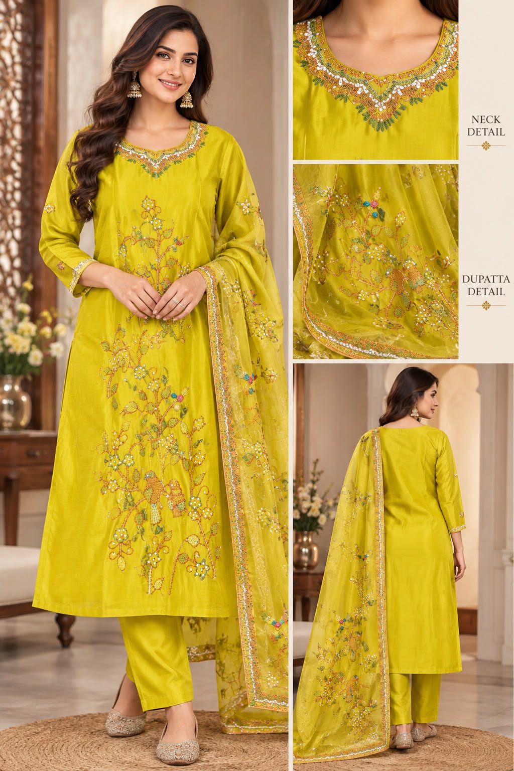 Katha Stitched & Embroidered Crepe Silk Salwar Suit