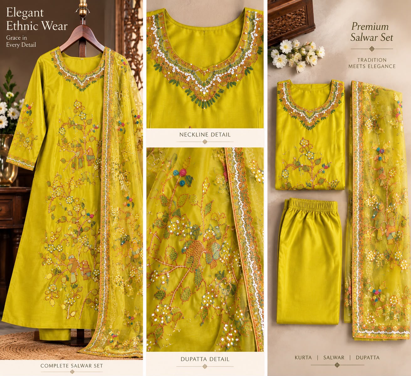 Katha Stitched & Embroidered Crepe Silk Salwar Suit