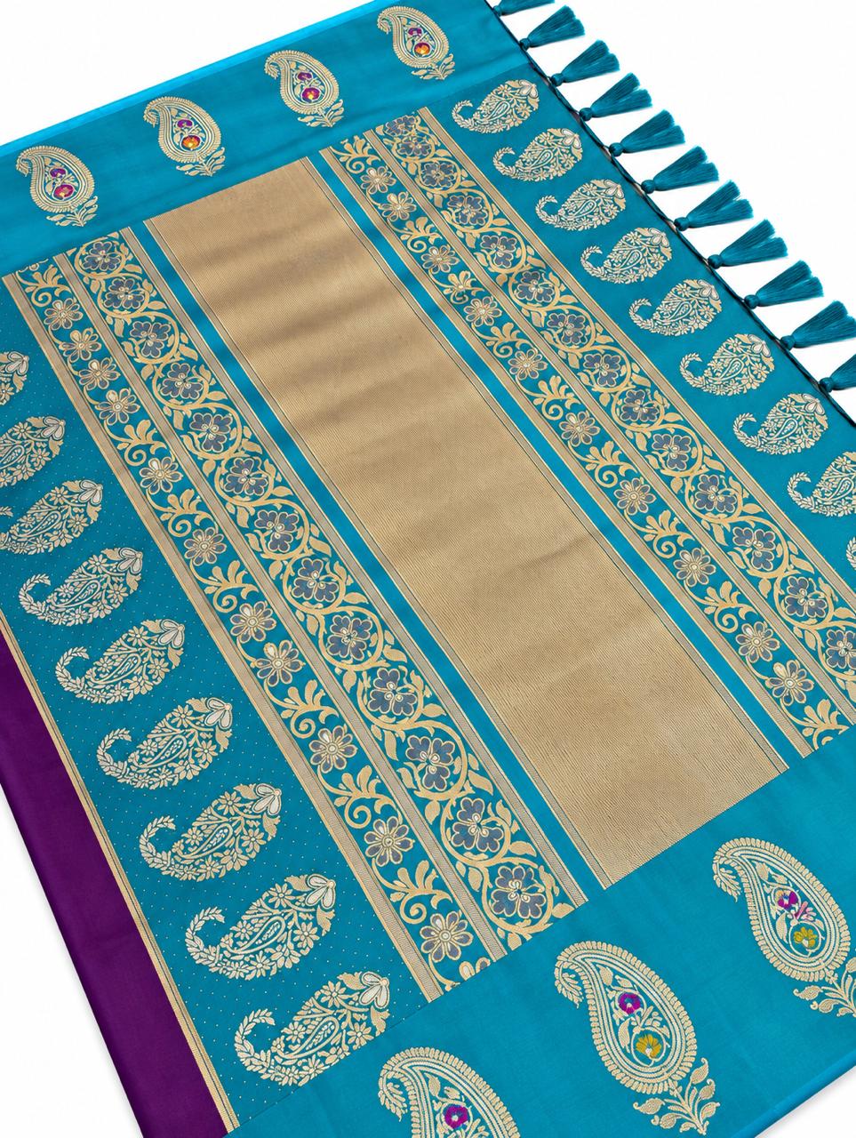 Wine Mango Butti Soft Silk Saree with Rich Pallu